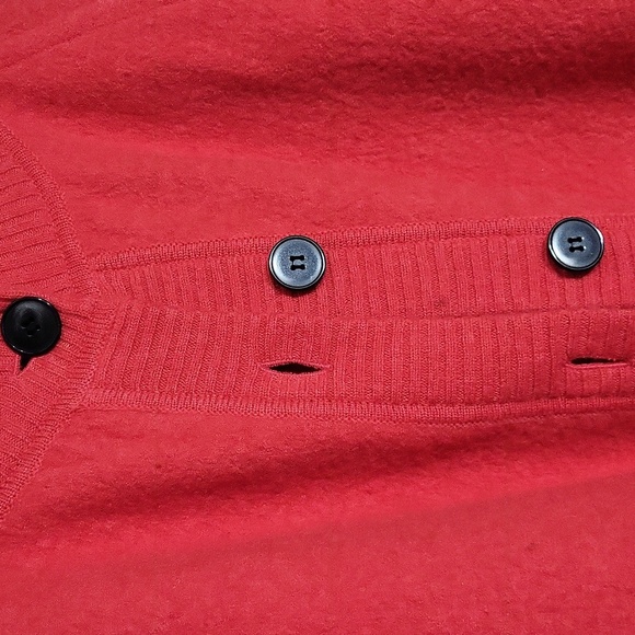 🛍Jones NY Womens 1X Strawberry Red Merino Wool Cardigan Button Front Casual - Picture 6 of 12
